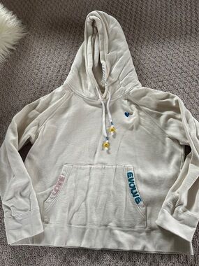 Kerri Rosenthal Heart Accent Cream Hooded Sweatshirt